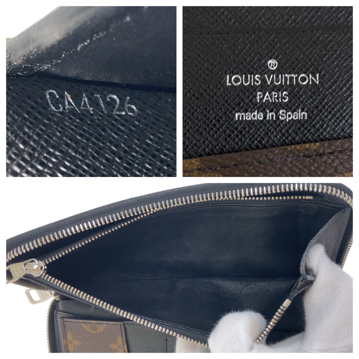LOUIS VUITTON Long Wallet Purse M60109 PVC, Leather Brown Black SilverMetal Long Wallet Purse Monogram macacer Zippy Wallet Vertical mens Used Authentic