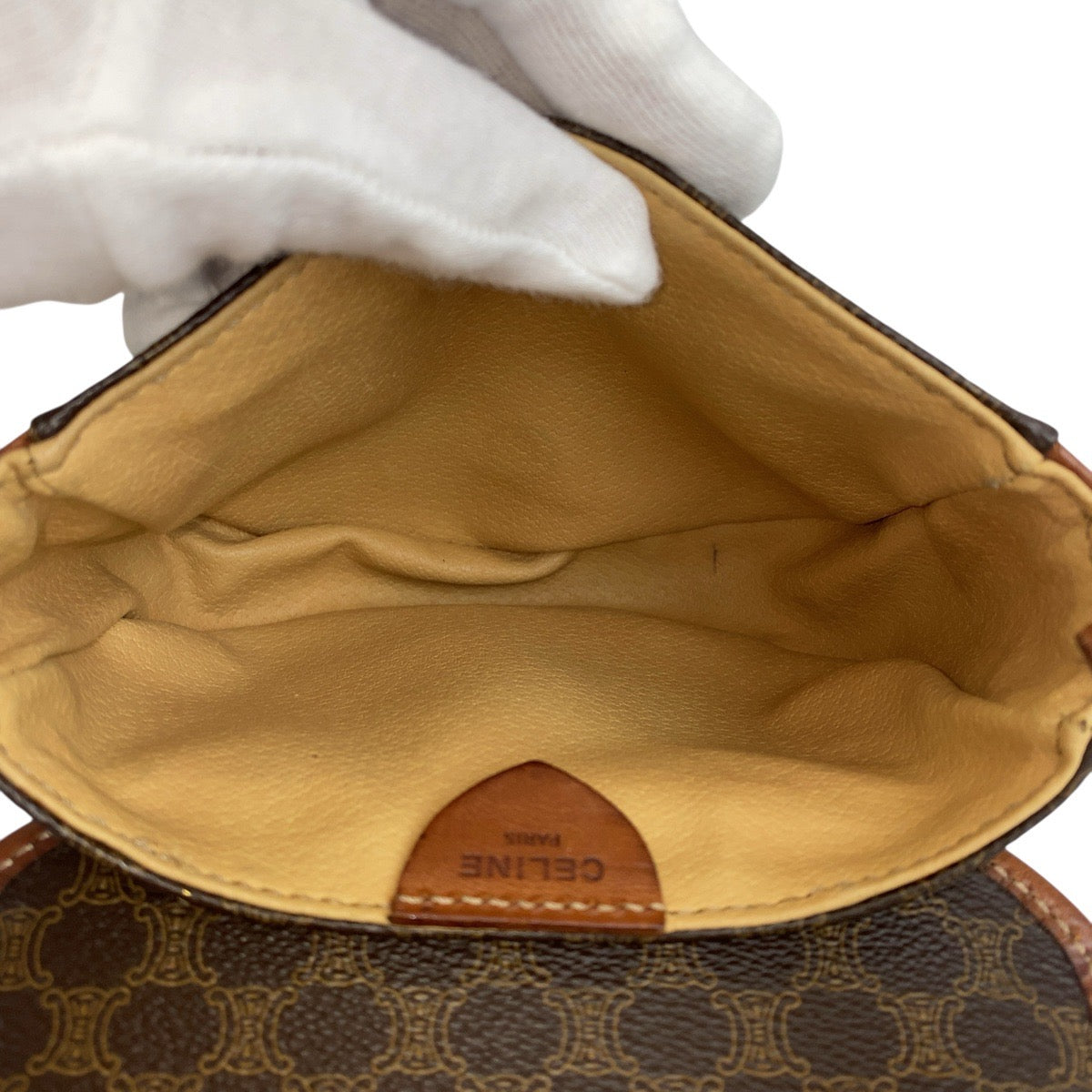 CELINE Shoulder Bag M06 PVC, Leather Brown Gold Metal Shoulder Bag pochette Macadam Women Used Authentic