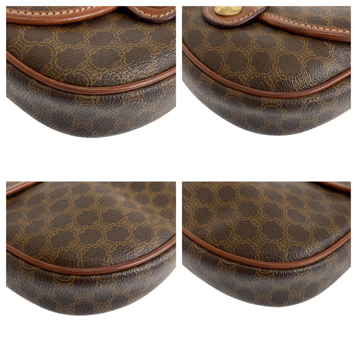 CELINE Shoulder Bag M06 PVC, Leather Brown Gold Metal Shoulder Bag pochette Macadam Women Used Authentic