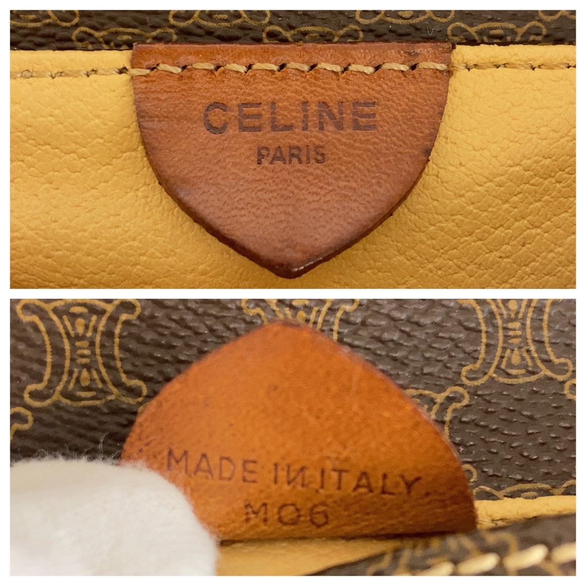 CELINE Shoulder Bag M06 PVC, Leather Brown Gold Metal Shoulder Bag pochette Macadam Women Used Authentic
