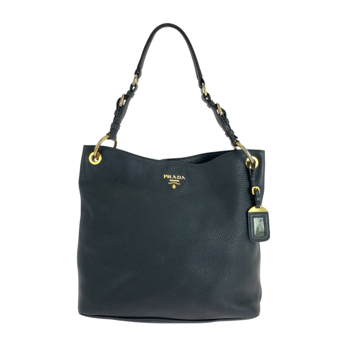 PRADA Shoulder Bag leather Black GoldMetal Vitterodino logo