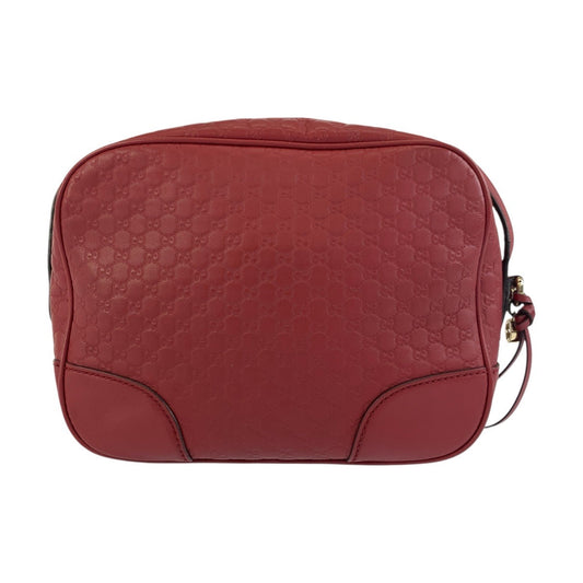 GUCCI Shoulder Bag 449413 leather Red Gold Metal Shoulder Bag pochette Micro Guccisima Women Used Authentic