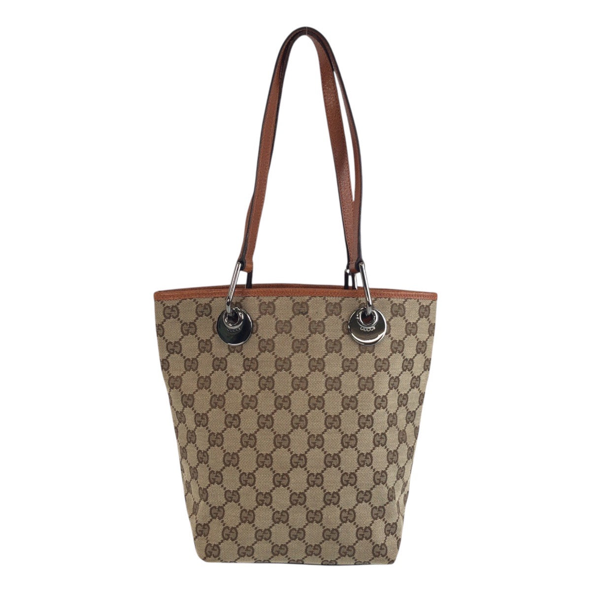 GUCCI Tote Bag 120840 GG canvas Beige Brown SilverMetal