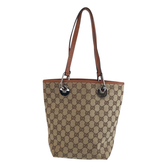 GUCCI Tote Bag 120840 GG canvas Beige Brown SilverMetal