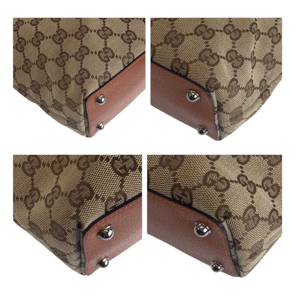 GUCCI Tote Bag 120840 GG canvas Beige Brown SilverMetal