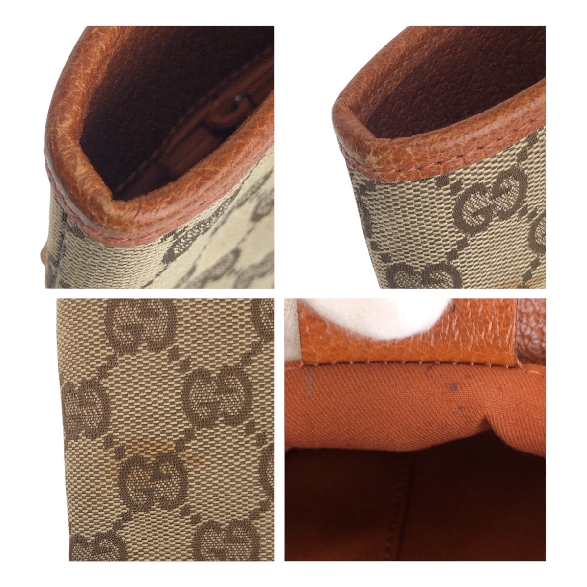 GUCCI Tote Bag 120840 GG canvas Beige Brown SilverMetal