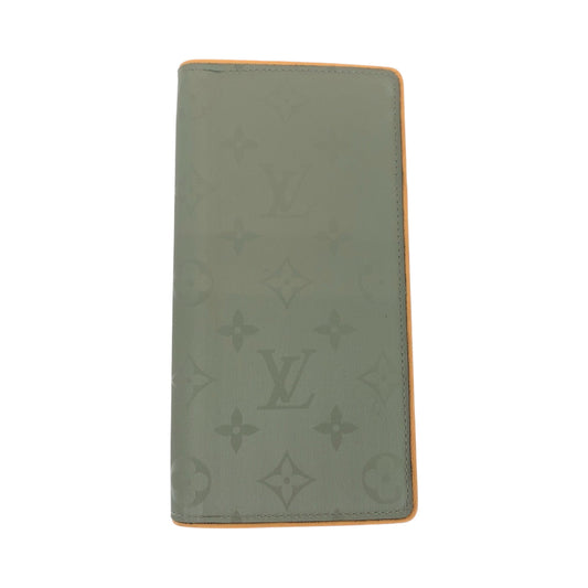 LOUIS VUITTON Long Wallet Purse M63236 leather Gray Brown SilverMetal Long Wallet Purse Monogram titanium Portefeuille Braza mens Used Authentic