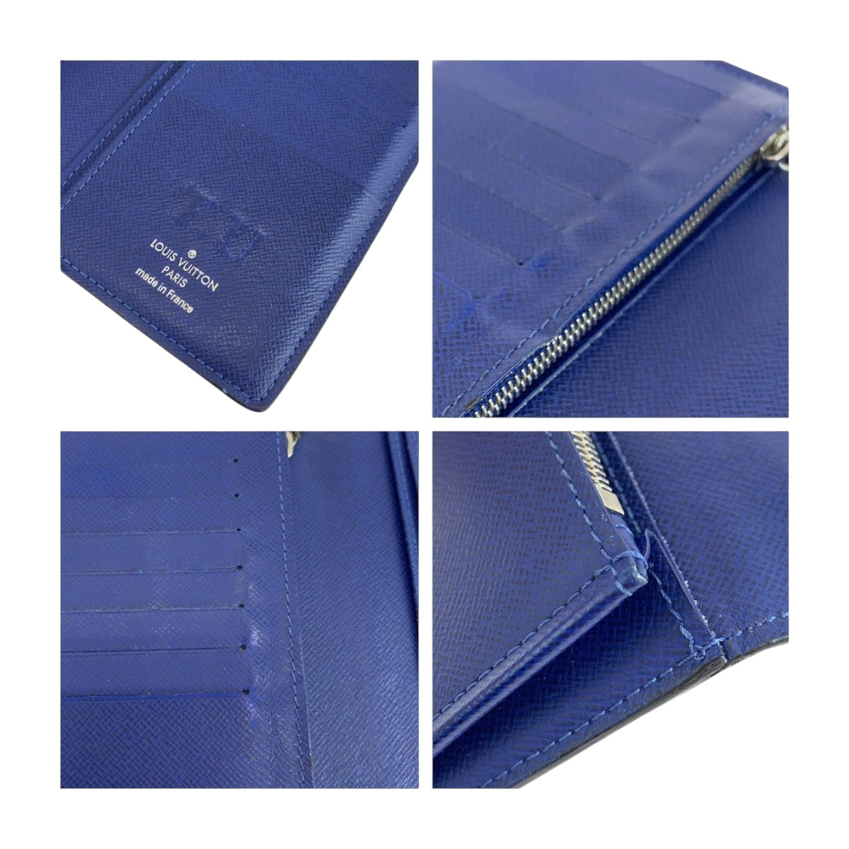 LOUIS VUITTON Long Wallet Purse M30297 Taiga Cobalt Blue SilverMetal Taigalama Portefeuille Braza