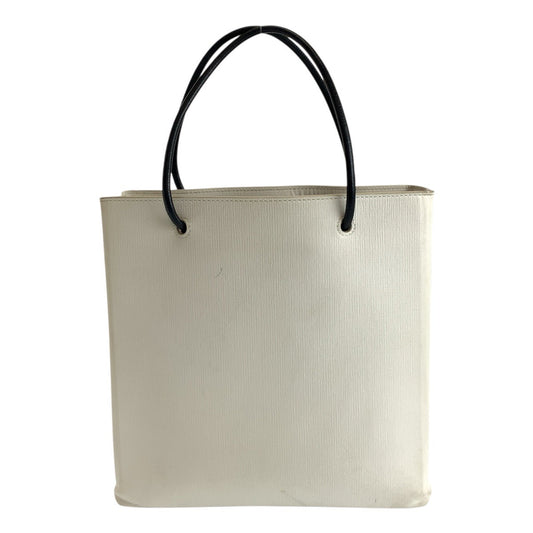BALENCIAGA Tote Bag 491660・9060 leather White Black SilverMetal logo