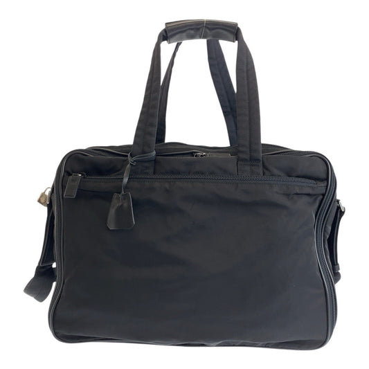 PRADA Business bag Nylon Black SilverMetal Test Triangle With logo