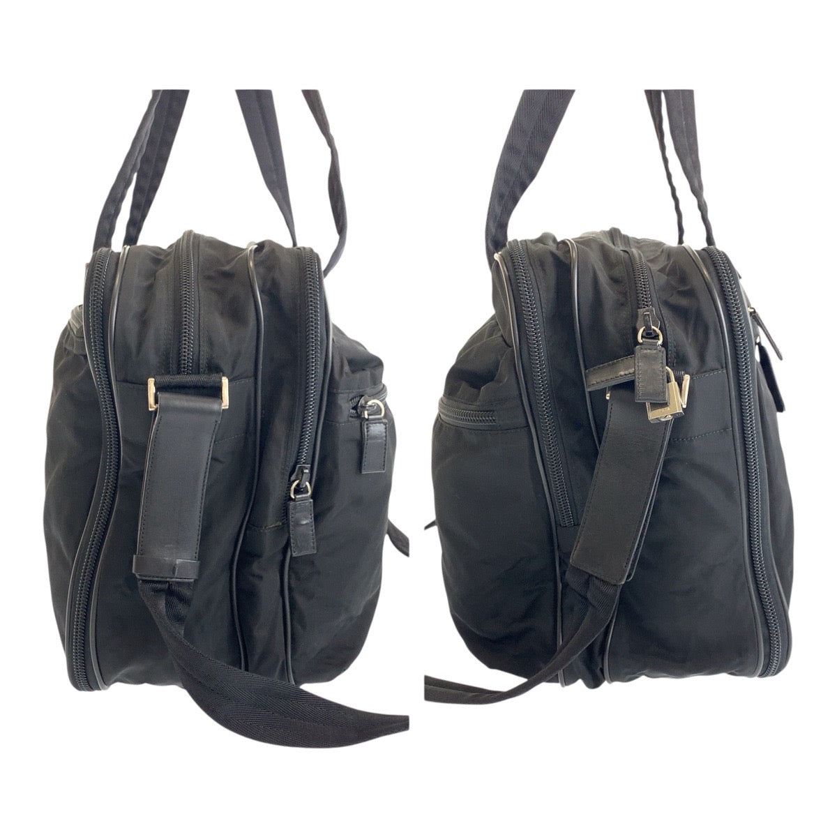 PRADA Business bag Nylon Black SilverMetal Test Triangle With logo