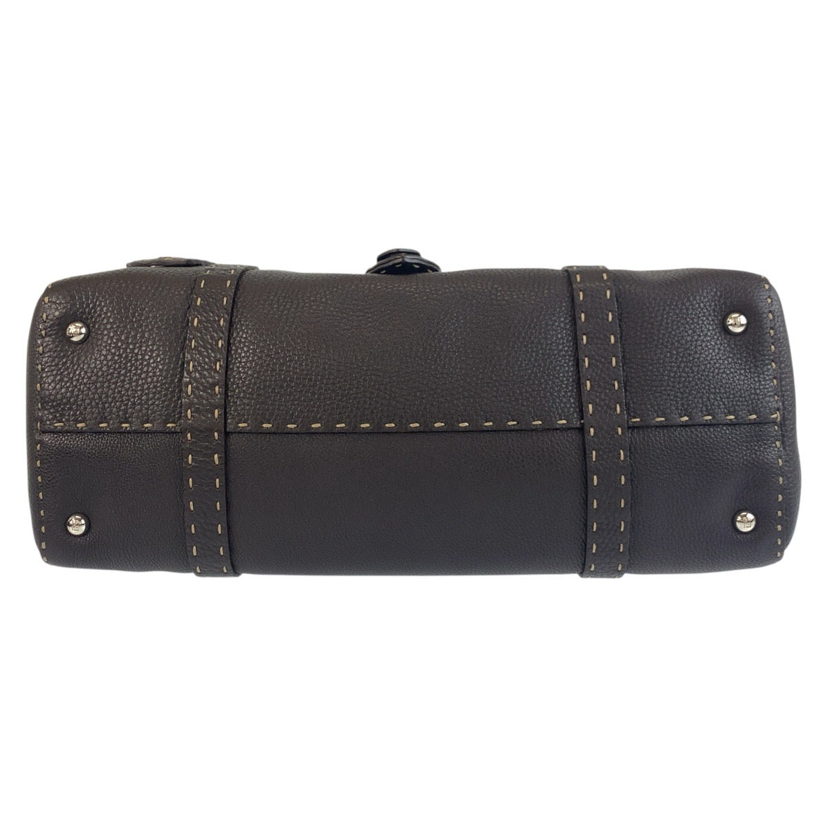 FENDI Shoulder Bag N49-22-13533 leather Brown Silver Metal Celeria