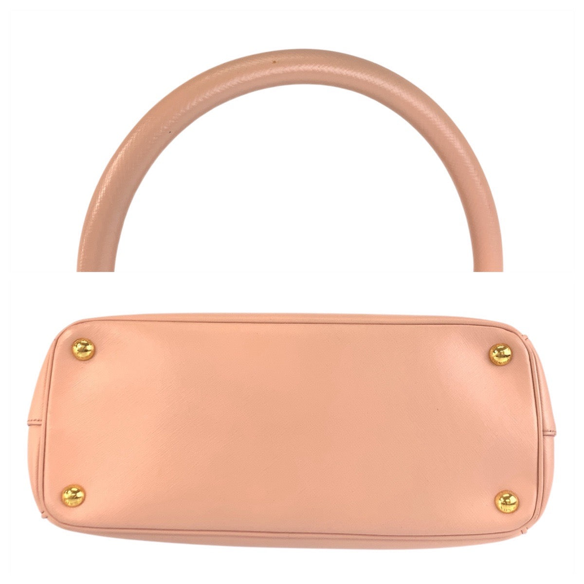 PRADA Handbag leather Pink Gold Metal Handbag Tote Bag Shoulder Bag 2way Safiano Galleria TriangleWith logo Women Used Authentic