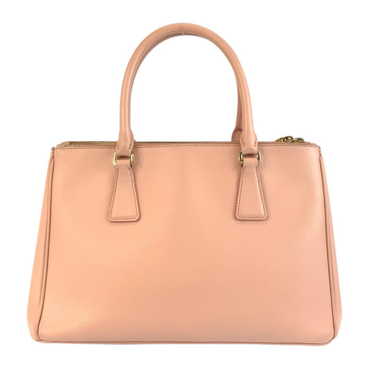 PRADA Handbag leather Pink Gold Metal Handbag Tote Bag Shoulder Bag 2way Safiano Galleria TriangleWith logo Women Used Authentic