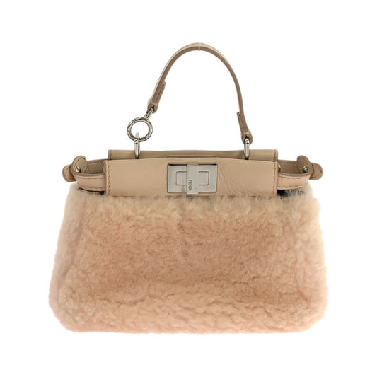 FENDI Shoulder Bag 8M0355 leather Pink Pink Beige SilverMetal Micro peek-a-boo