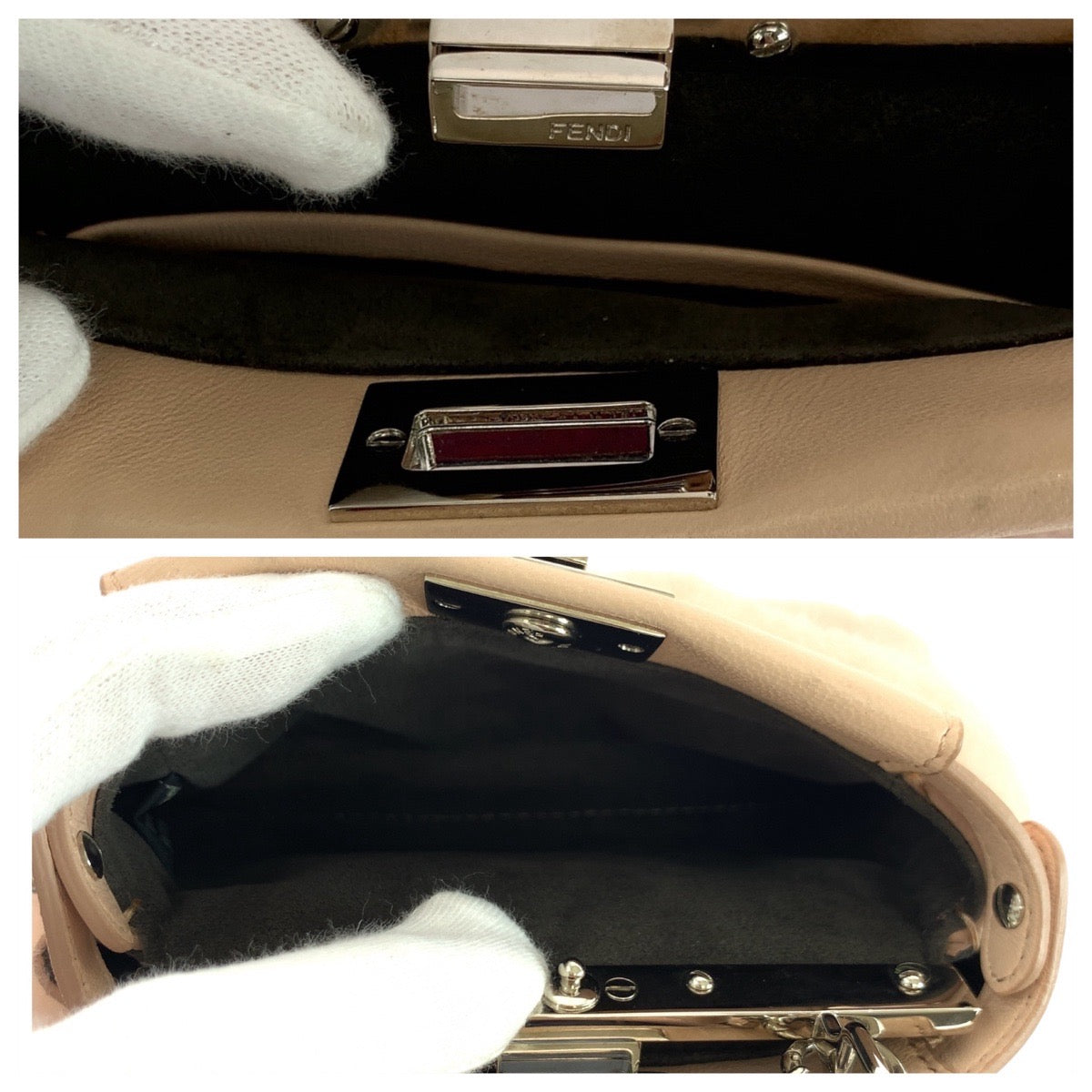 FENDI Shoulder Bag 8M0355 leather Pink Pink Beige SilverMetal Micro peek-a-boo