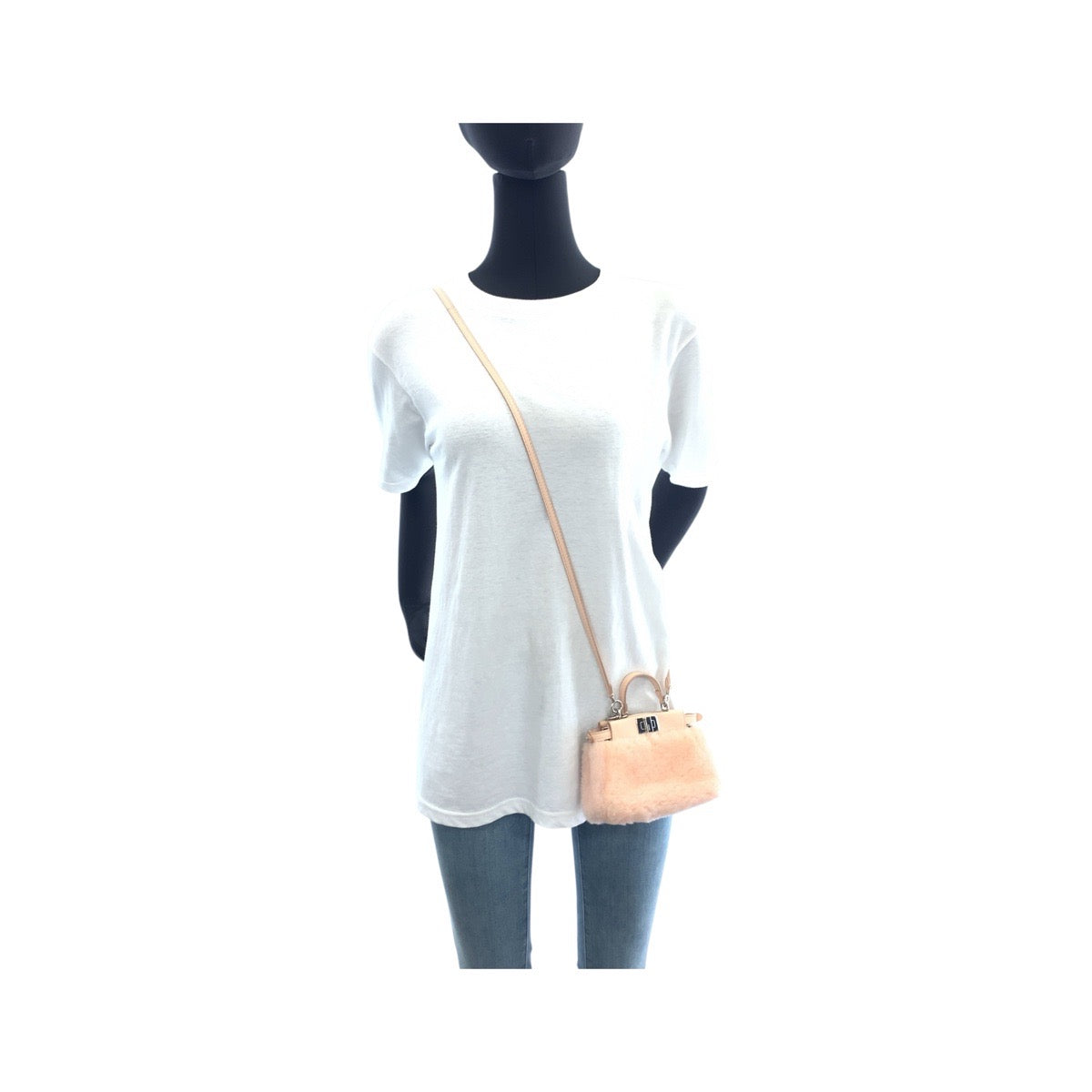 FENDI Shoulder Bag 8M0355 leather Pink Pink Beige SilverMetal Micro peek-a-boo
