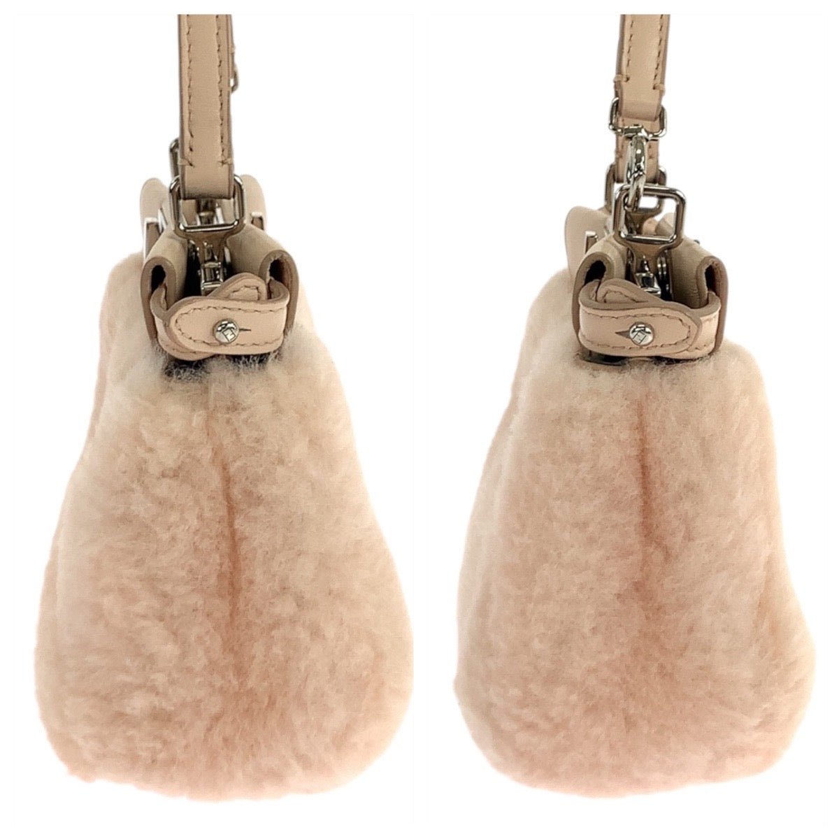 FENDI Shoulder Bag 8M0355 leather Pink Pink Beige SilverMetal Micro peek-a-boo