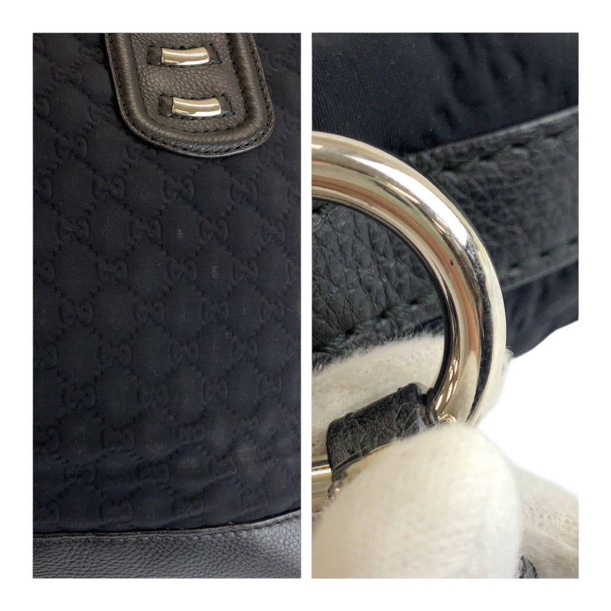 GUCCI Tote Bag 241104 leather black GG Neoprene
