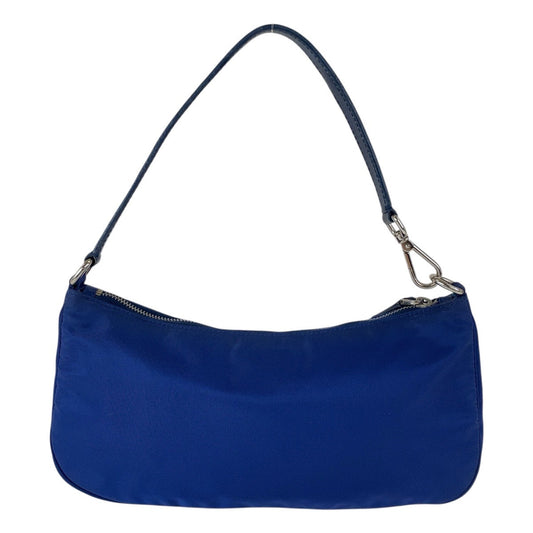 PRADA Handbag Nylon Blue Silver Metal Test Triangle With logo