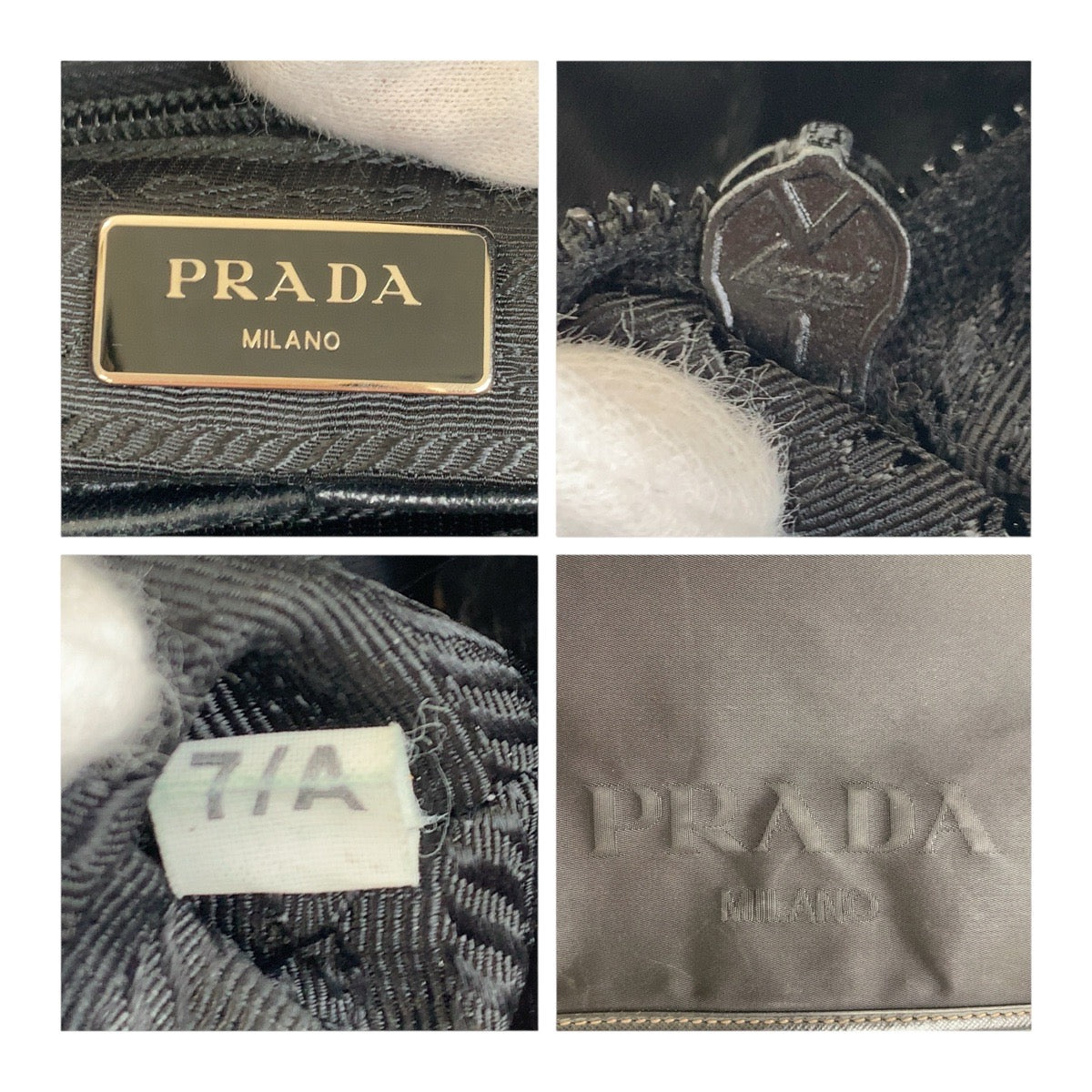 PRADA Shoulder Bag Nylon Black SilverMetal Test Triangle With logo
