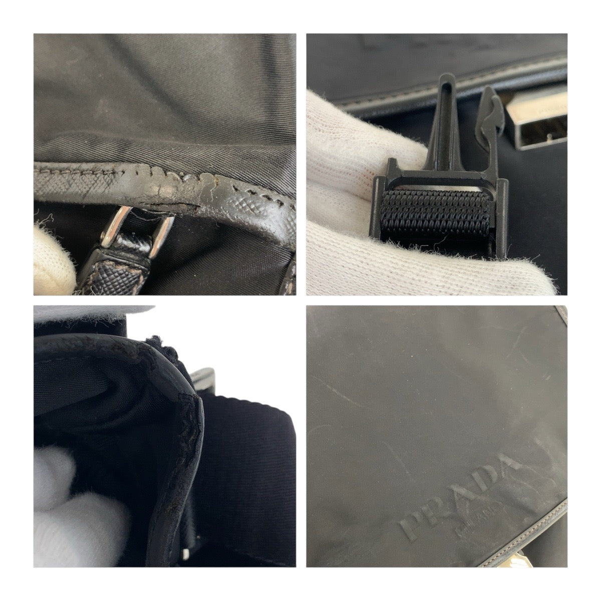 PRADA Shoulder Bag Nylon Black SilverMetal Test Triangle With logo