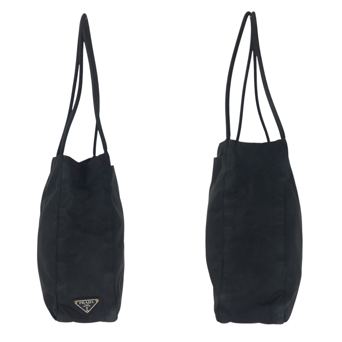 PRADA Tote Bag Nylon Black SilverMetal Test Triangle With logo
