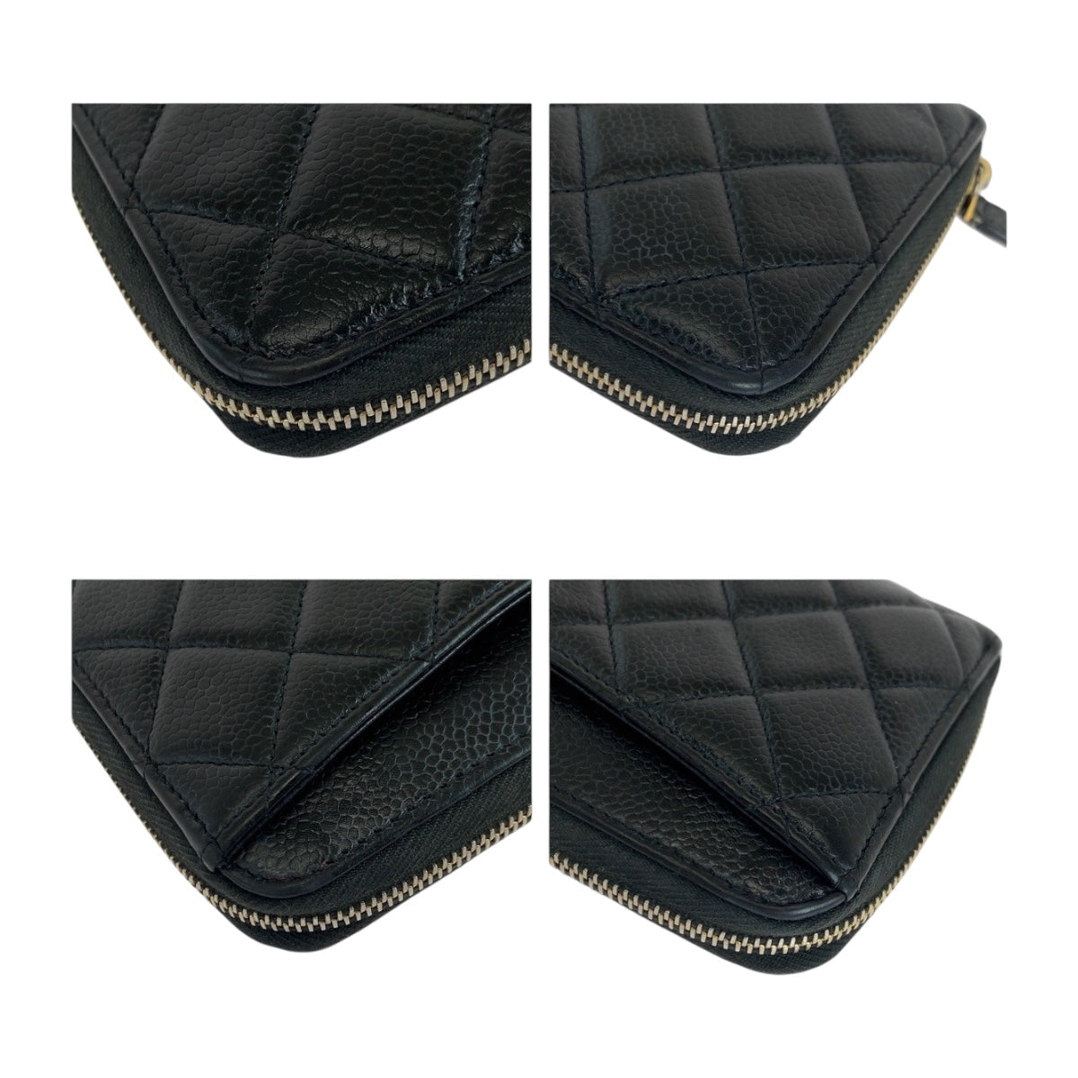 CHANEL Long Wallet Purse Caviar skin Black GoldMetal Matrasse COCO Mark