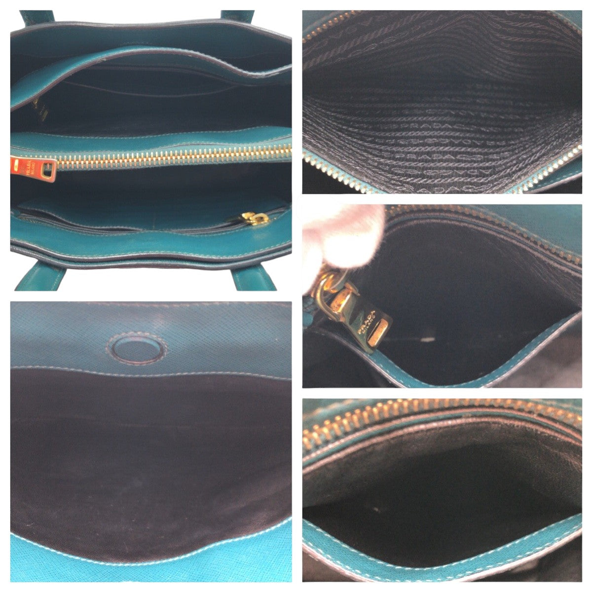 PRADA Tote Bag BN2606 leather Green GoldMetal Safiano