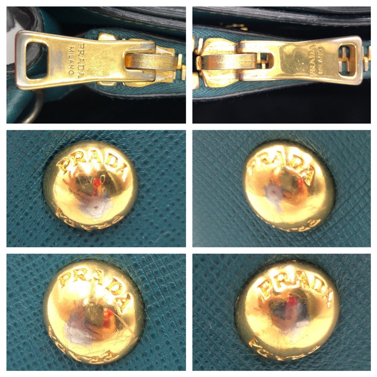 PRADA Tote Bag BN2606 leather Green GoldMetal Safiano