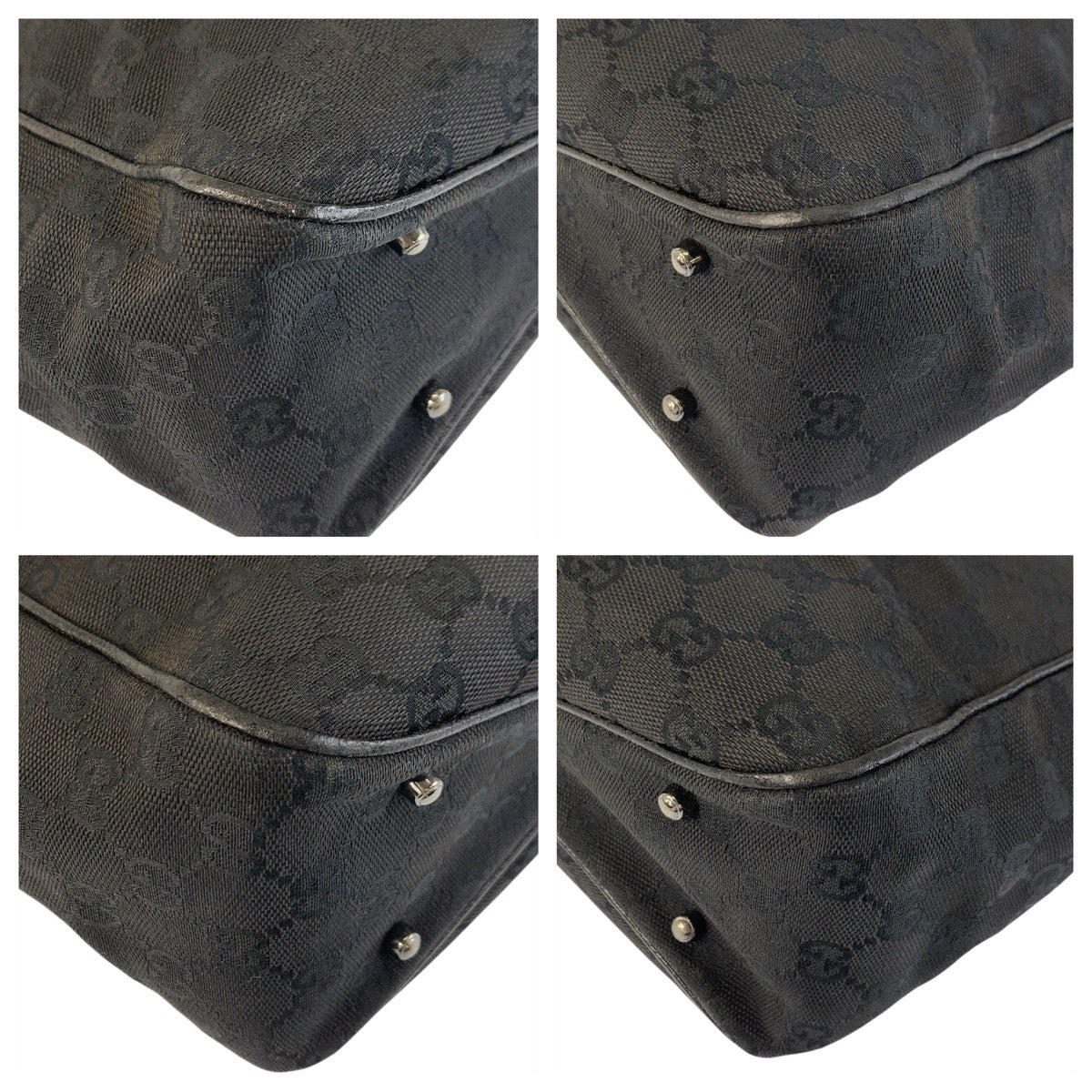 GUCCI Tote Bag 113019 GG canvas Black SilverMetal