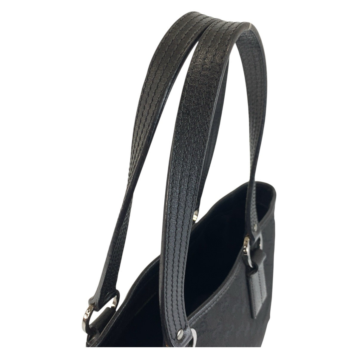 GUCCI Tote Bag 113019 GG canvas Black SilverMetal