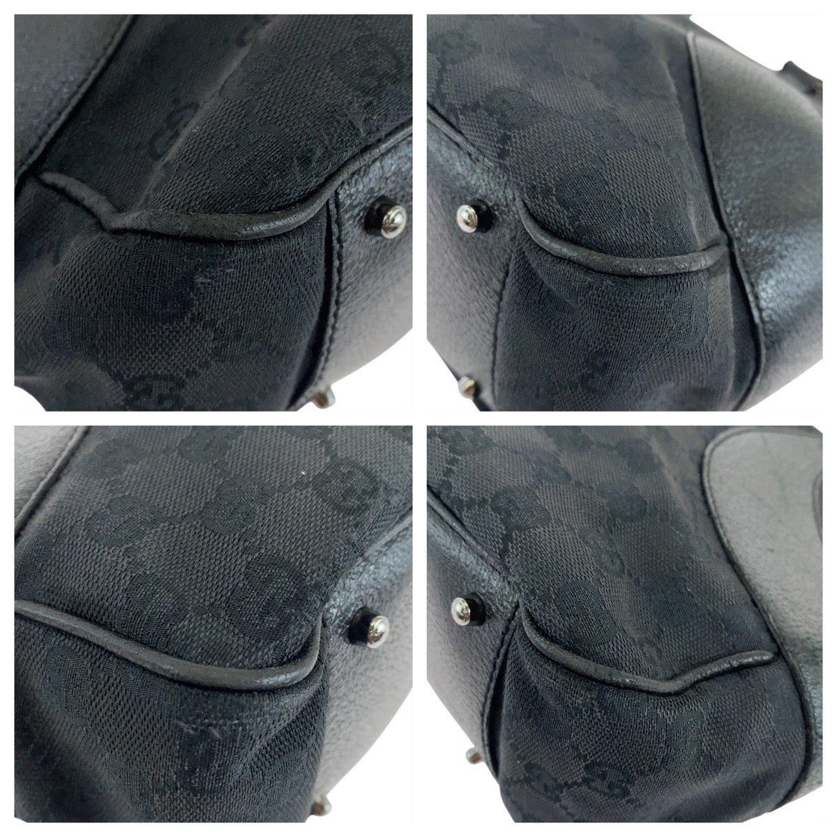 GUCCI Tote Bag 113 011 GG canvas Black SilverMetal