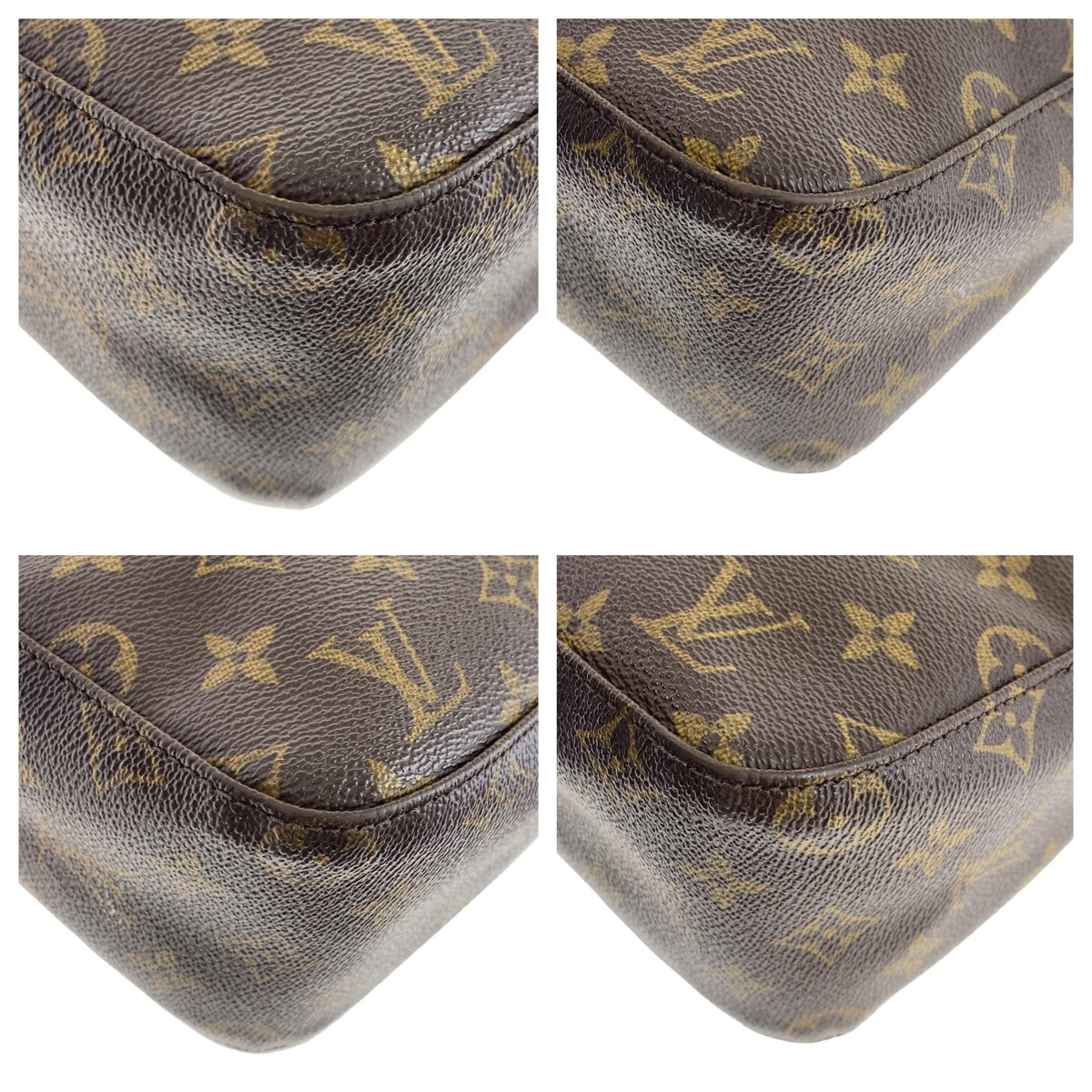 LOUIS VUITTON Shoulder Bag M51146 PVC Brown Gold Metal Monogram LoopingMM