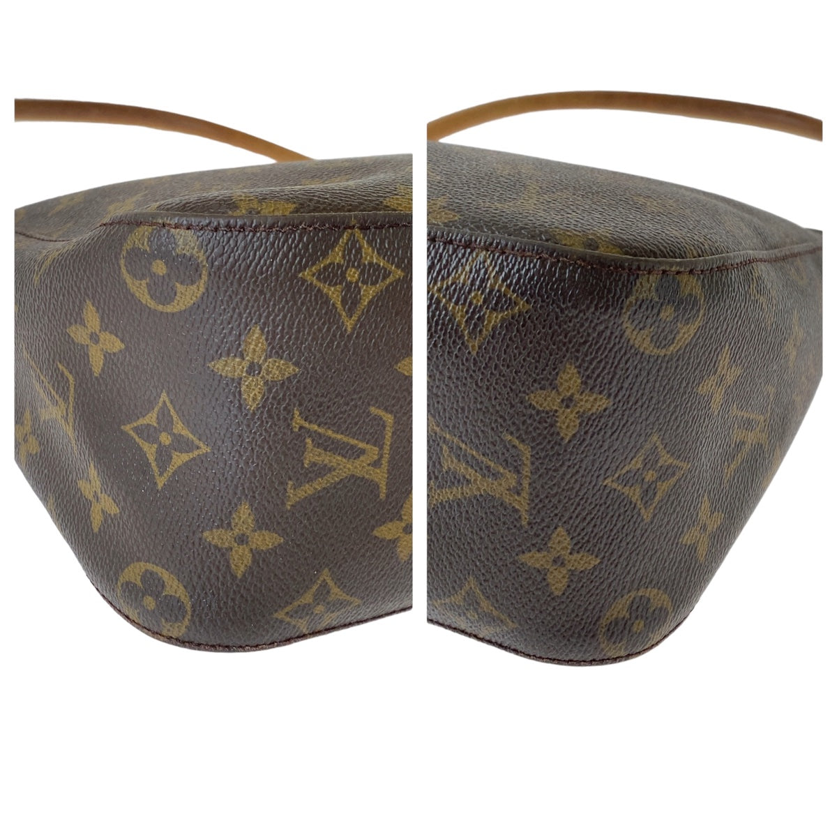 LOUIS VUITTON Shoulder Bag M51146 PVC Brown Gold Metal Monogram LoopingMM
