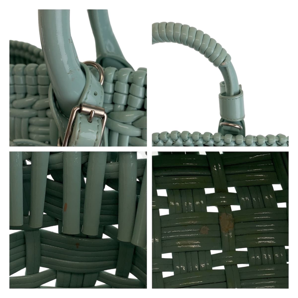 BALENCIAGA Handbag 671342 enamel Mint Green SilverMetal Enamel Basket Bistro XS