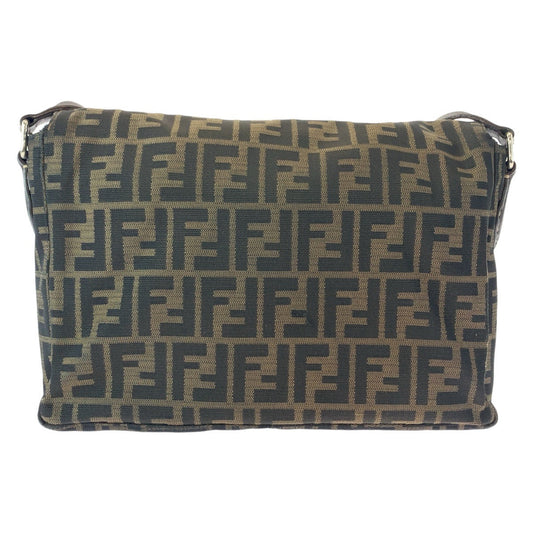 FENDI Shoulder Bag canvas Brown Gold Metal Zucca