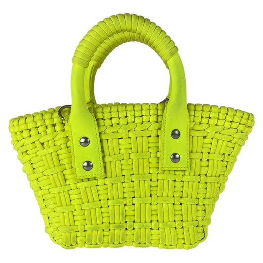 BALENCIAGA Shoulder Bag Nylon Neon Yellow SilverMetal Bistro XXS