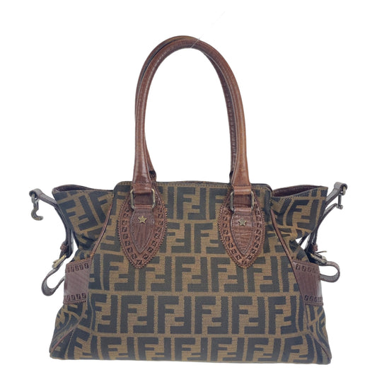 FENDI Shoulder Bag canvas Brown Zucca Pattern Etnico