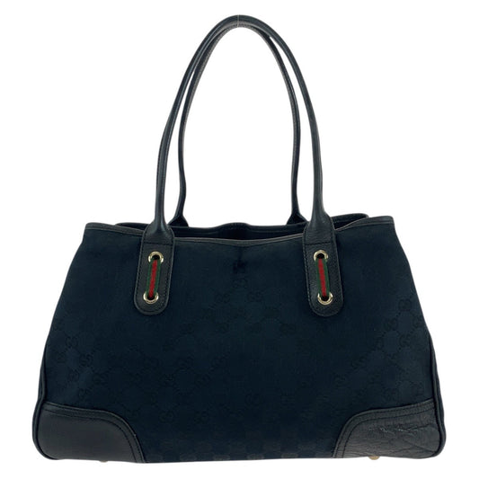 GUCCI Tote Bag 163805 GG canvas Black GoldMetal Sherry Line Princess