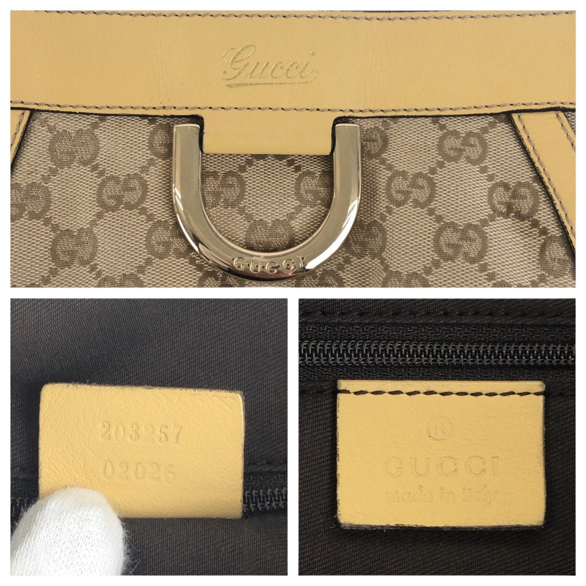 GUCCI Shoulder Bag 203257 GG canvas Beige Gold Metal