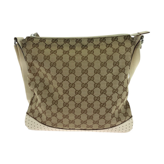 GUCCI Shoulder Bag 145857 GG canvas Beige Ivory SilverMetal