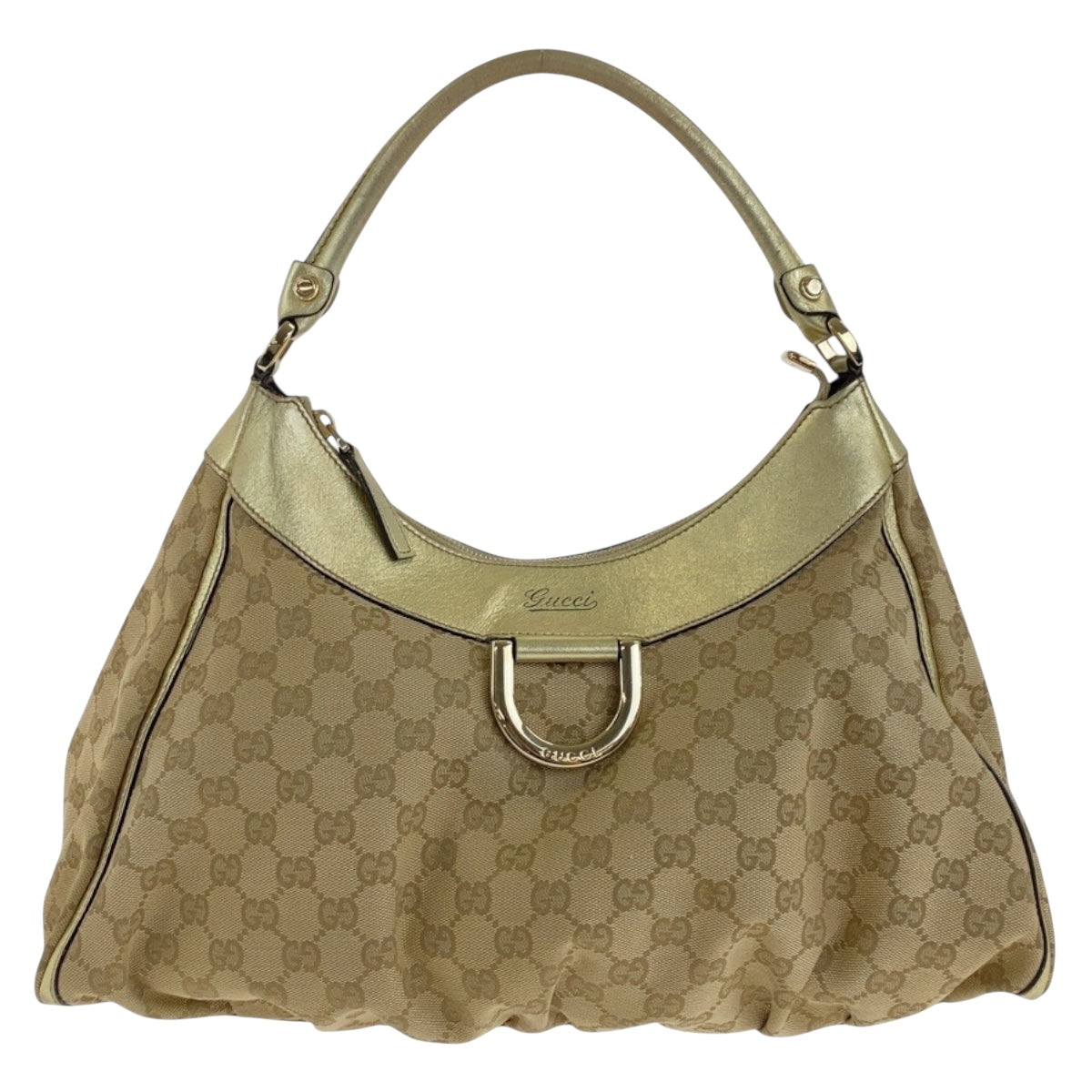 GUCCI Shoulder Bag 189833 GG canvas Beige Gold GoldMetal Abbey