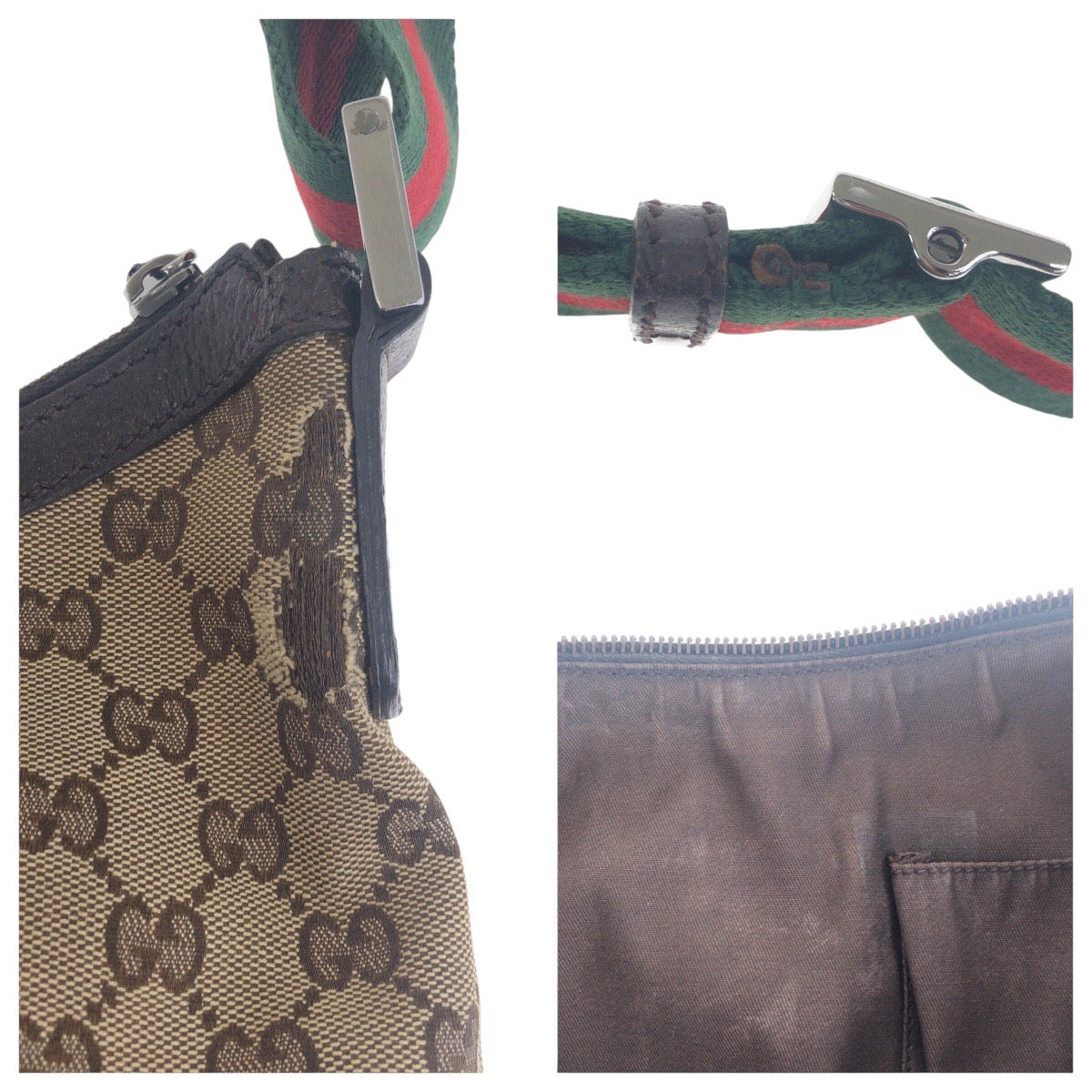 GUCCI Shoulder Bag 181092 GG canvas Beige Brown SilverMetal Sherry line