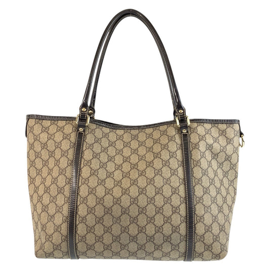 GUCCI Tote Bag 197953 GG Supreme Canvas Brown Gold Metal