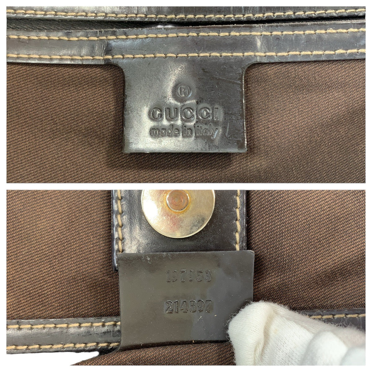 GUCCI Tote Bag 197953 GG Supreme Canvas Brown Gold Metal