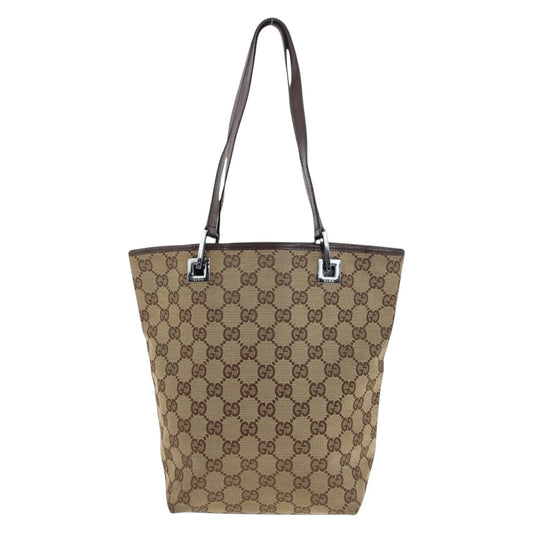 GUCCI Tote Bag 31244 GG canvas Beige Brown SilverMetal