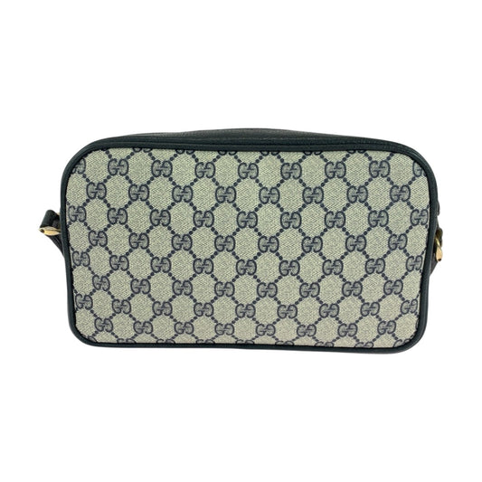 GUCCI Shoulder Bag 001 067 1282 0 GG Supreme Canvas Gray Navy Gold Metal