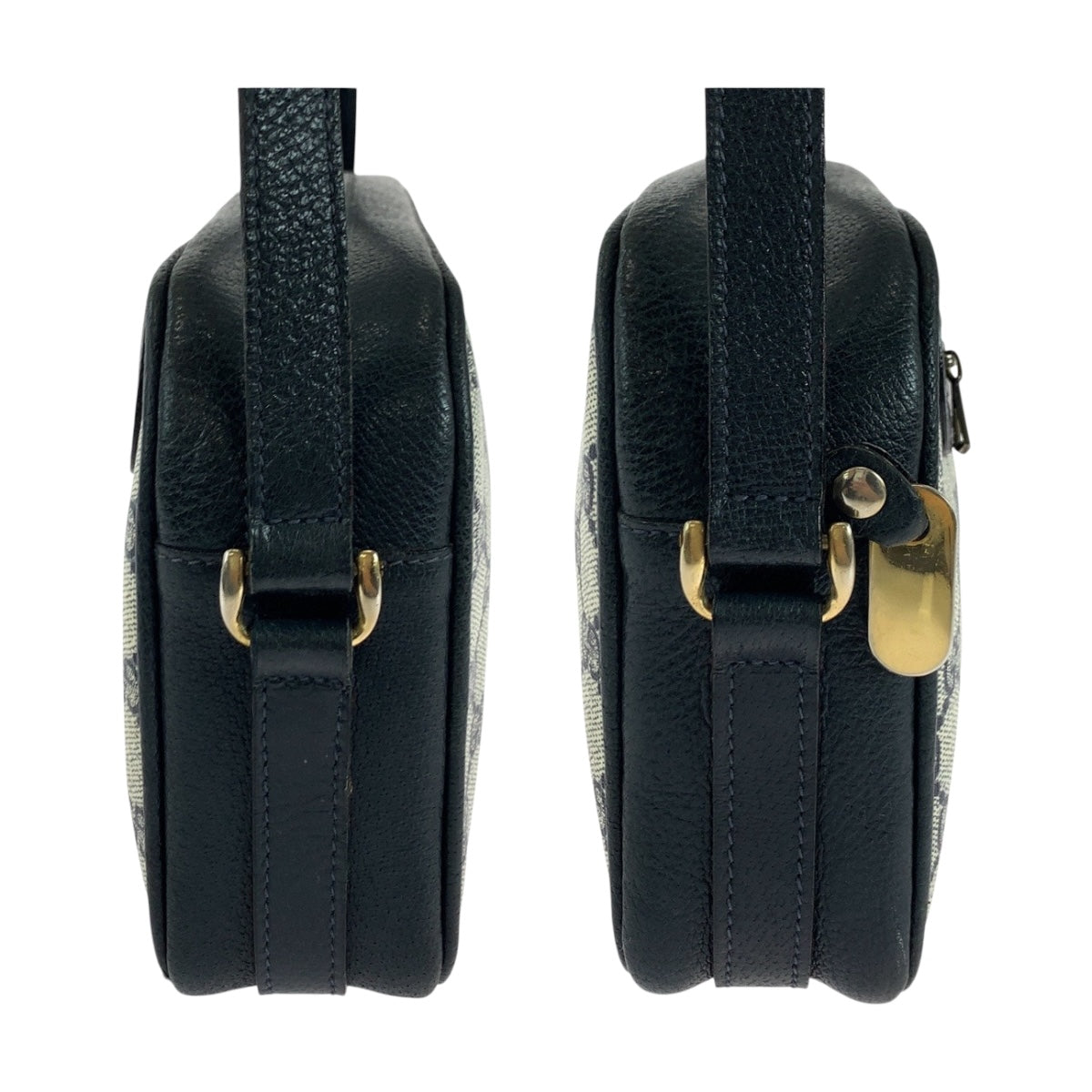 GUCCI Shoulder Bag 001 067 1282 0 GG Supreme Canvas Gray Navy Gold Metal