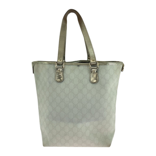 GUCCI Tote Bag 189896 GG Supreme Canvas White Gold GoldMetal